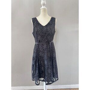 Ellen Tracy Black Lace Silver All That Glitters dress size 8